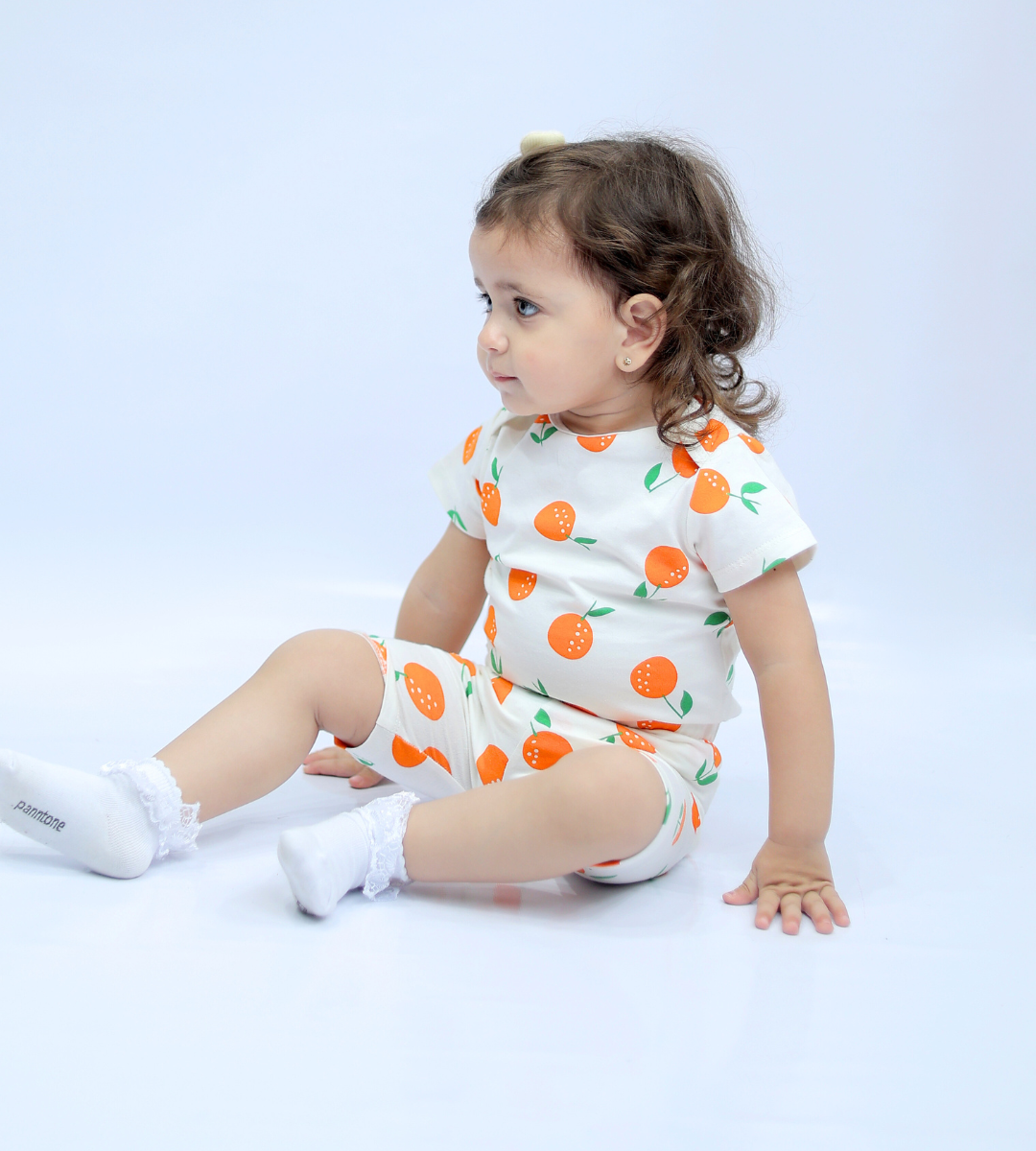 Orange print Short sleeve bodysuit set