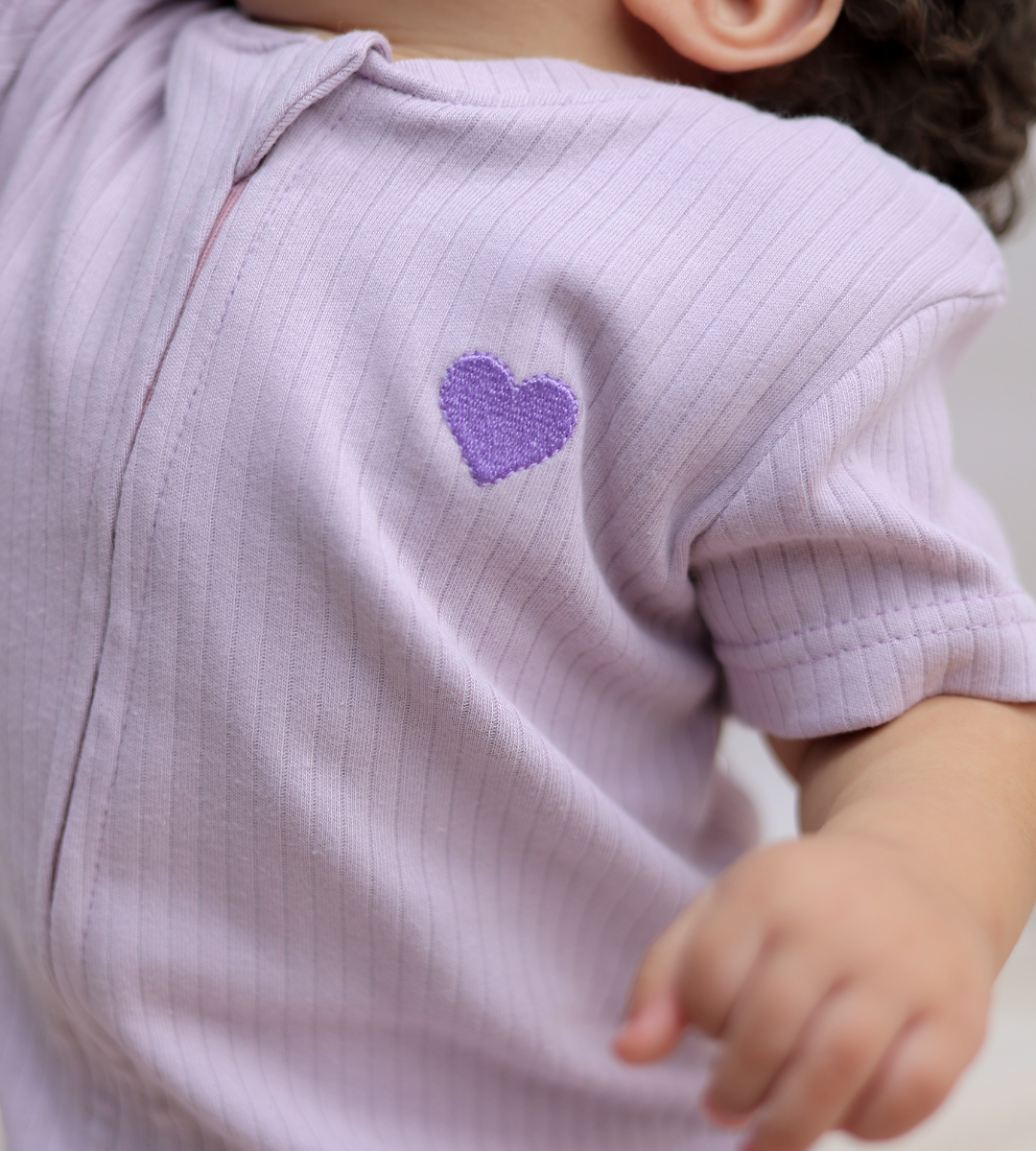 Ribbed Zip Romper – Lavender