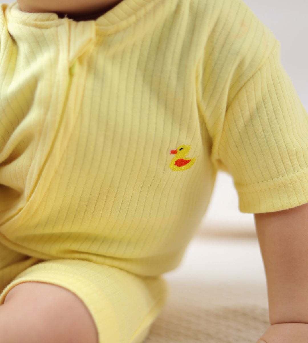 Ribbed Zip Romper – Butter Yellow