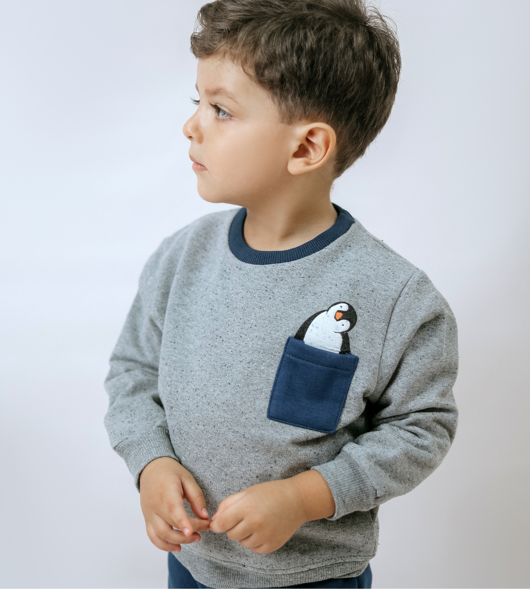 2-Piece Penguin Grey Navy Set