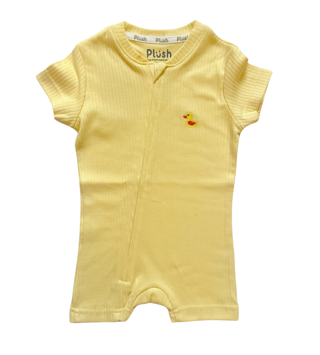 Ribbed Zip Romper – Butter Yellow