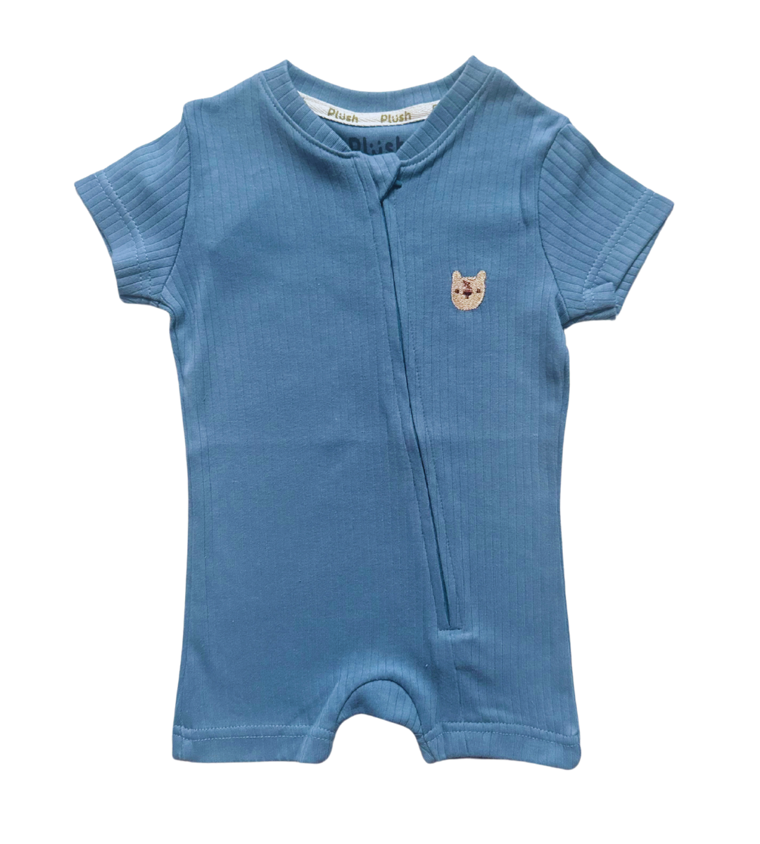 Ribbed Zip Romper – Ocean Blue