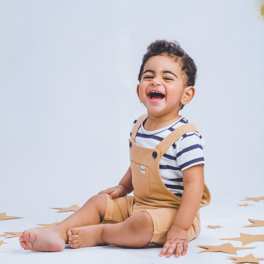 2-Piece dark beige dungarees