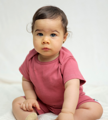 Waffle Short sleeve Bodysuit and Shorts set