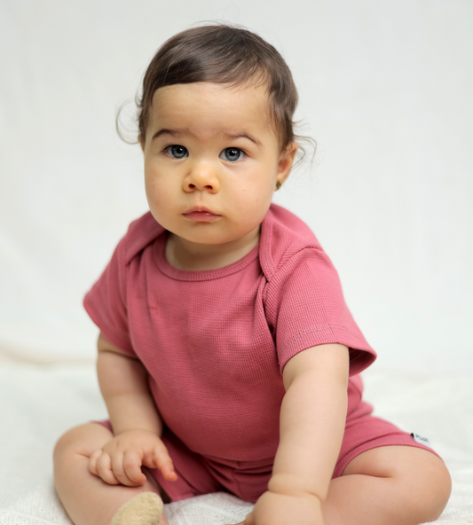 Waffle Short sleeve Bodysuit and Shorts set