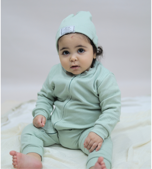 Pistachio Zip-Up Onesie