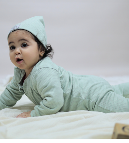 Pistachio Zip-Up Onesie