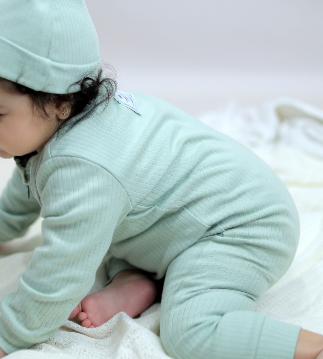 Pistachio Zip-Up Onesie