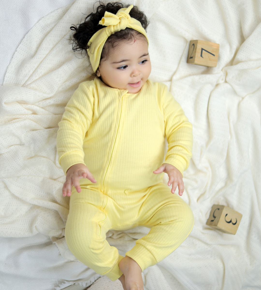 Butter Yellow Zip-Up Onesie
