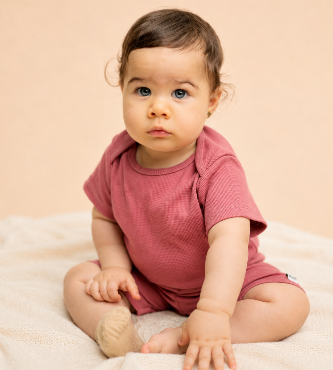 Waffle Short sleeve Bodysuit and Shorts set