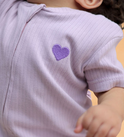 Ribbed Zip Romper – Lavender