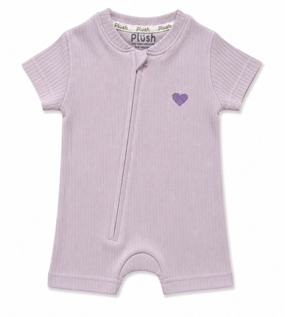 Ribbed Zip Romper – Lavender