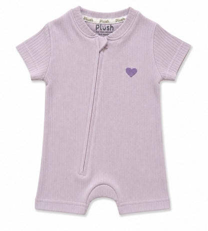 Ribbed Zip Romper – Lavender