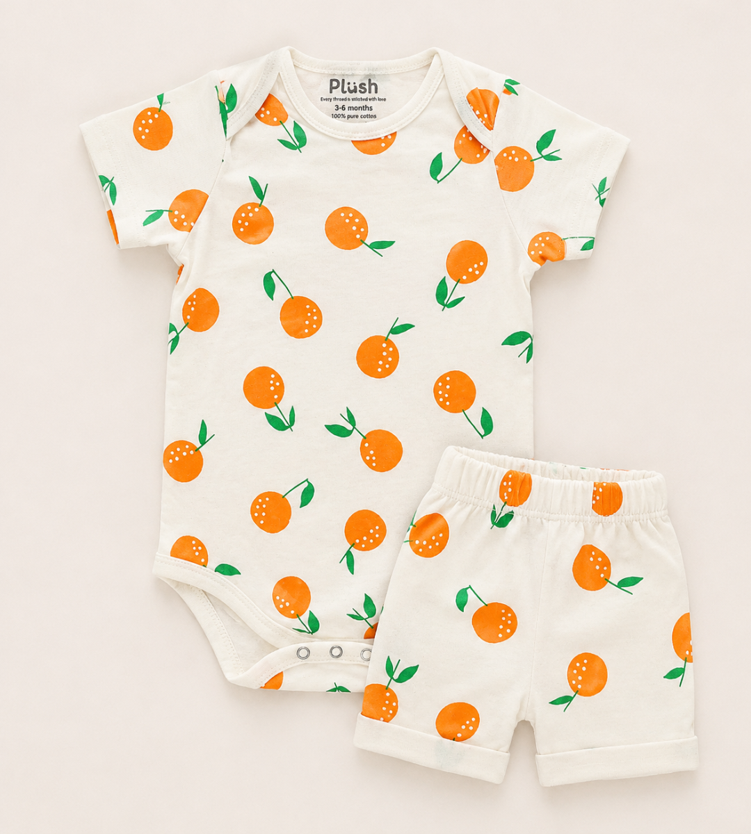 Orange print Short sleeve bodysuit set
