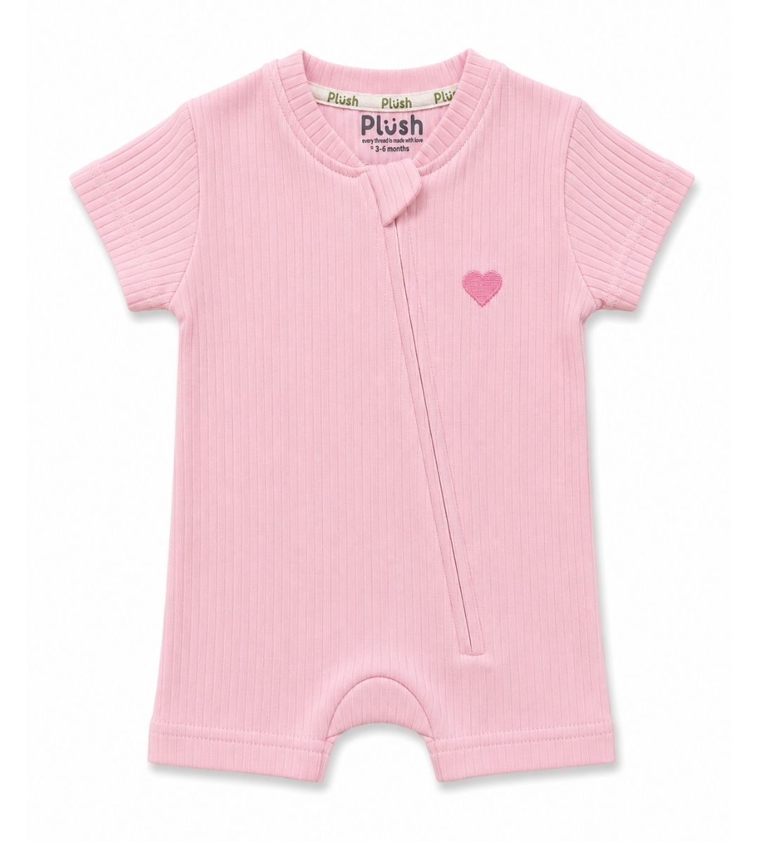 Ribbed Zip Romper – Blush Pink