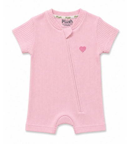 Ribbed Zip Romper – Blush Pink