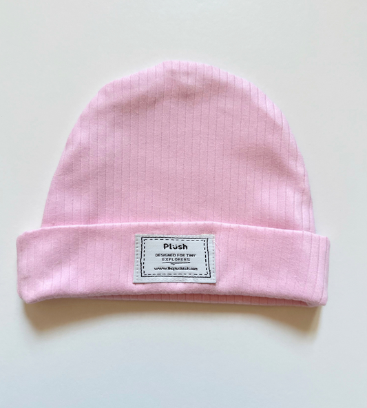 Blush Pink Ribbed Beanie