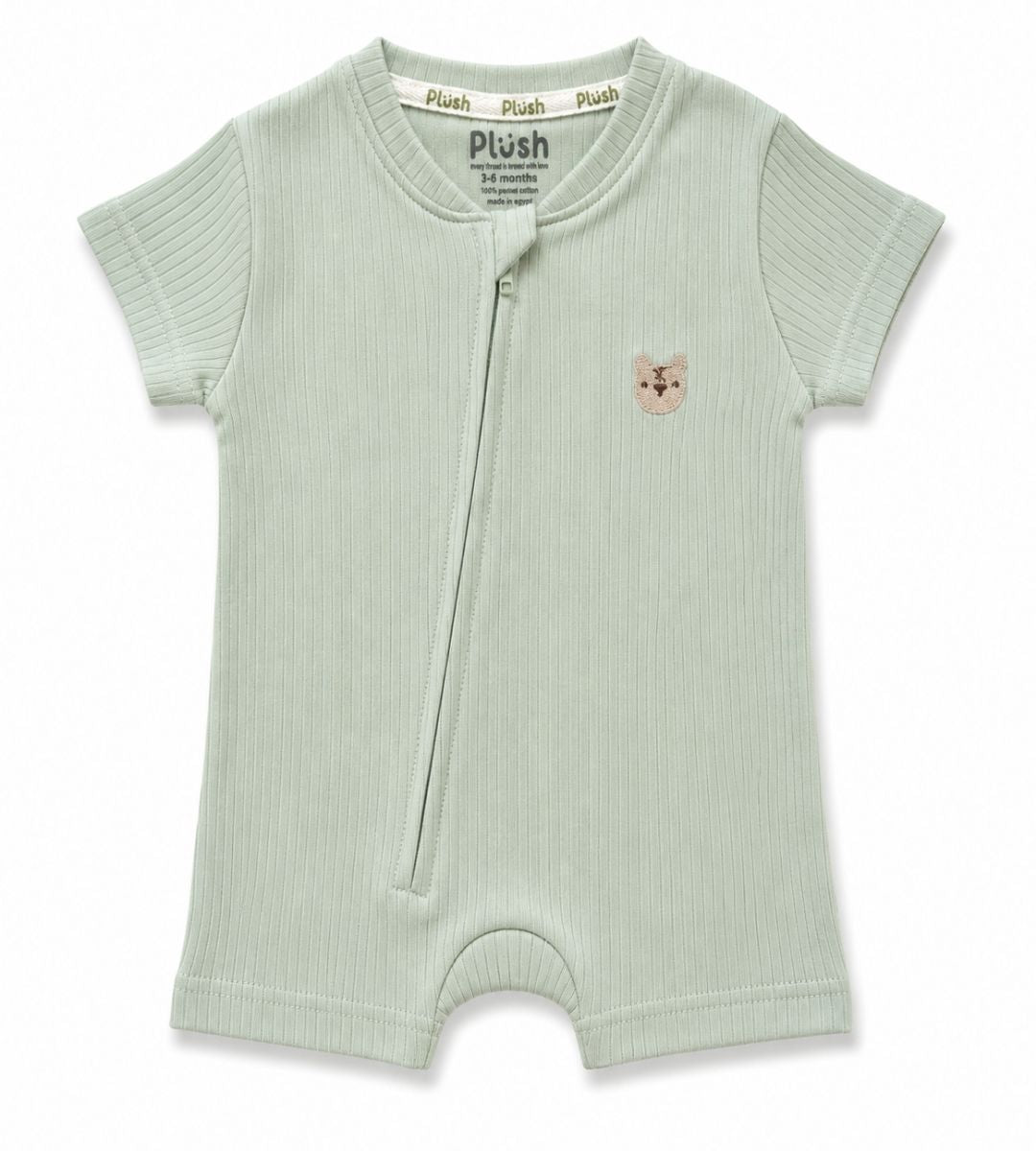 Ribbed Zip Romper – Pistachio