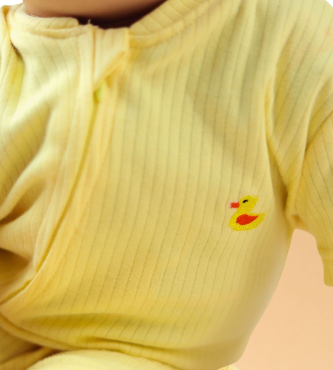 Ribbed Zip Romper – Butter Yellow