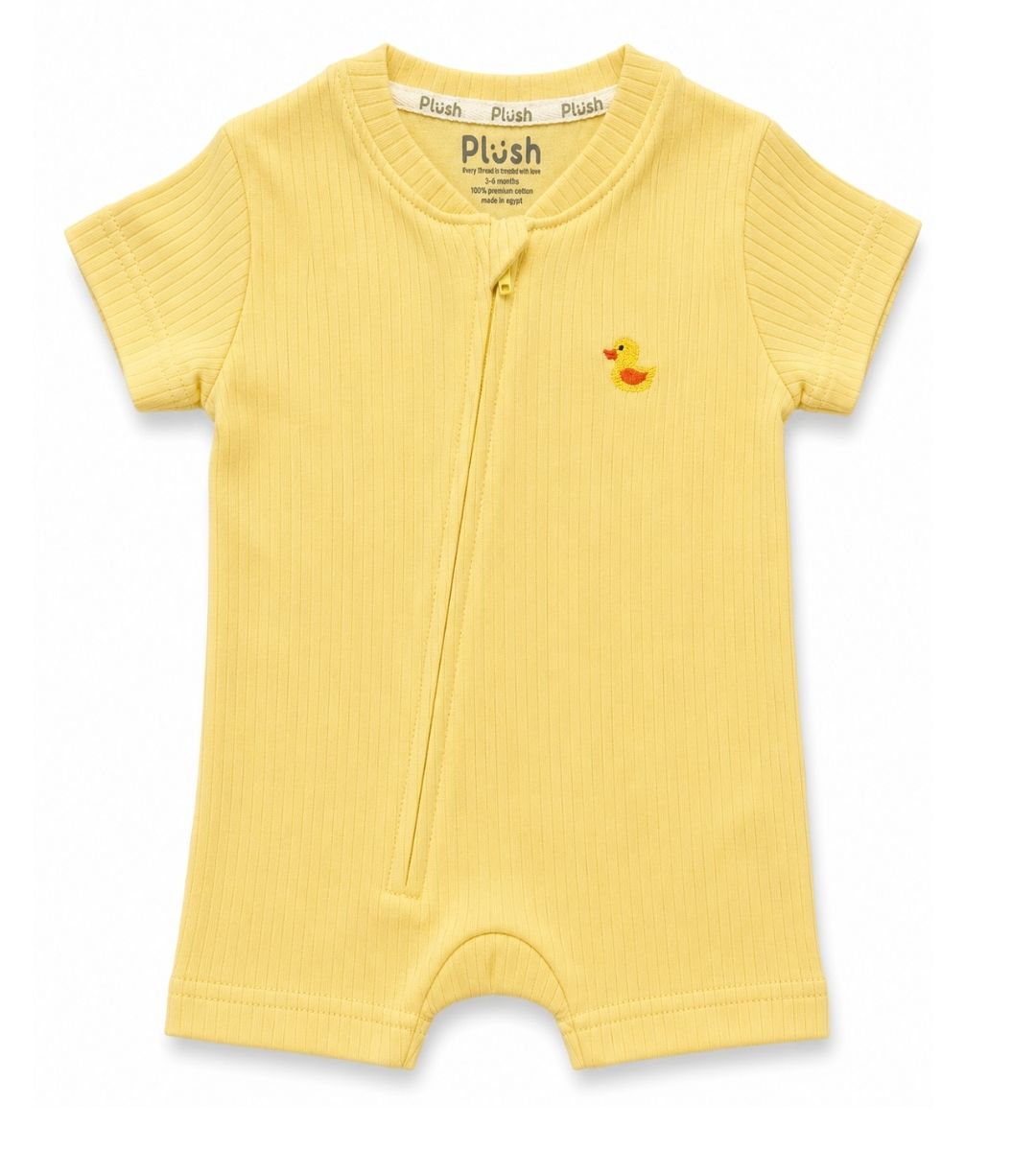 Ribbed Zip Romper – Butter Yellow