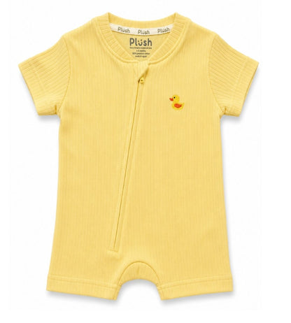Ribbed Zip Romper – Butter Yellow