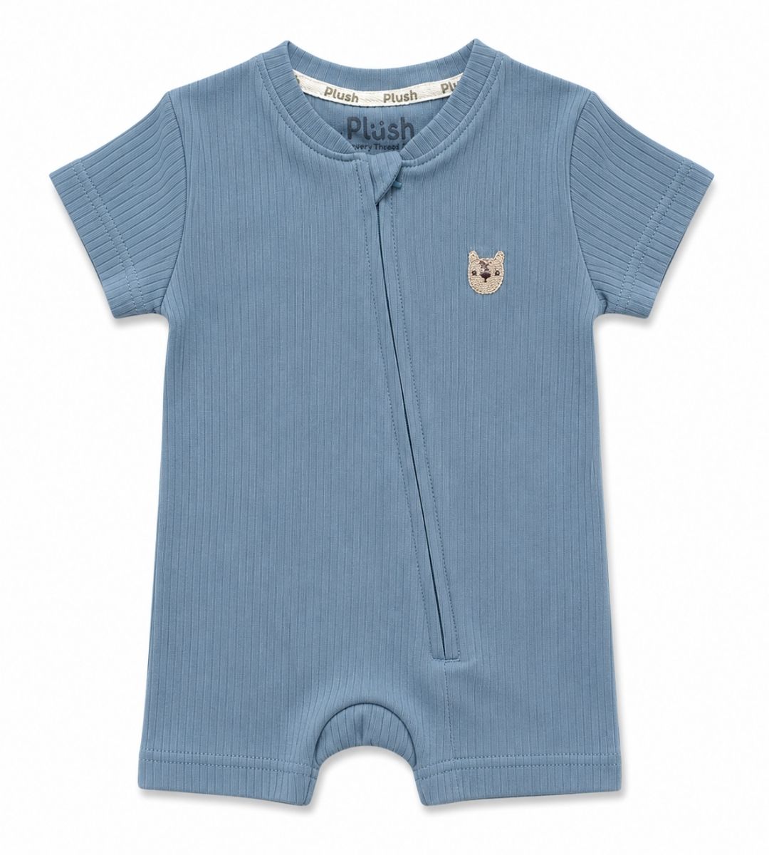 Ribbed Zip Romper – Ocean Blue