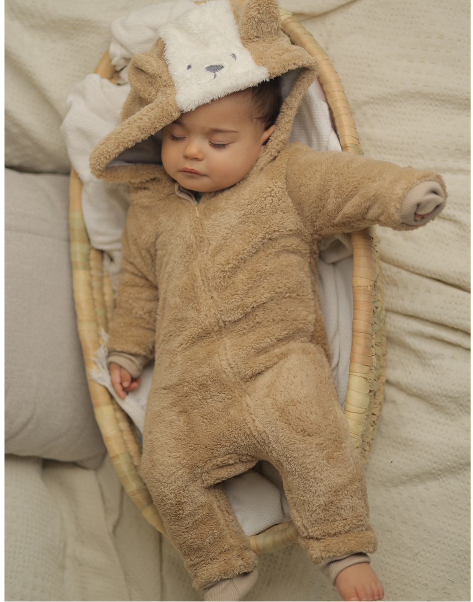 Cuddle Bear Sherpa Onesie – beige