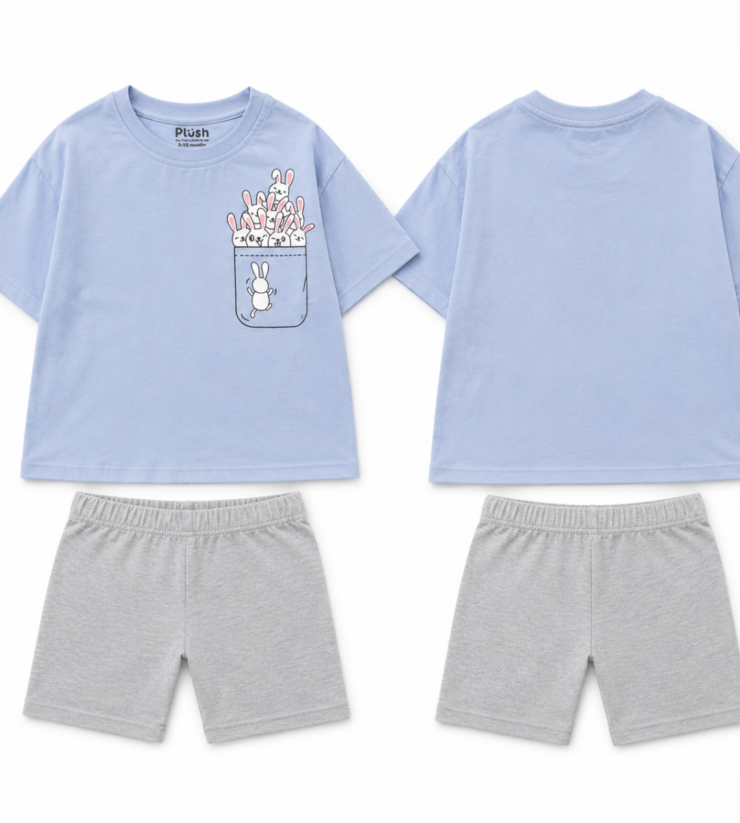 2-Piece pocket oversized shirt  and bike shorts set
