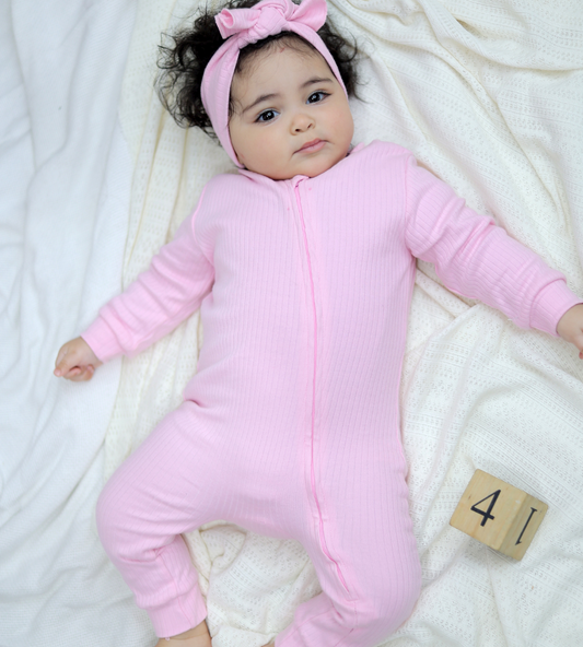 Blush Pink Zip-Up Onesie