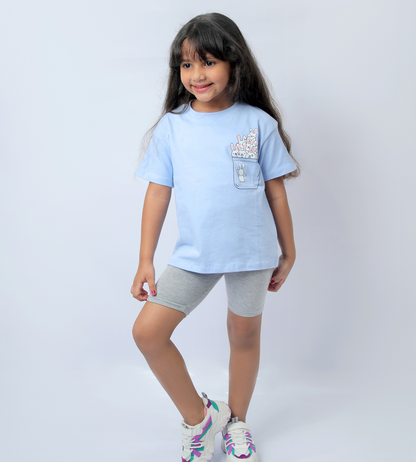 2-Piece pocket oversized shirt  and bike shorts set