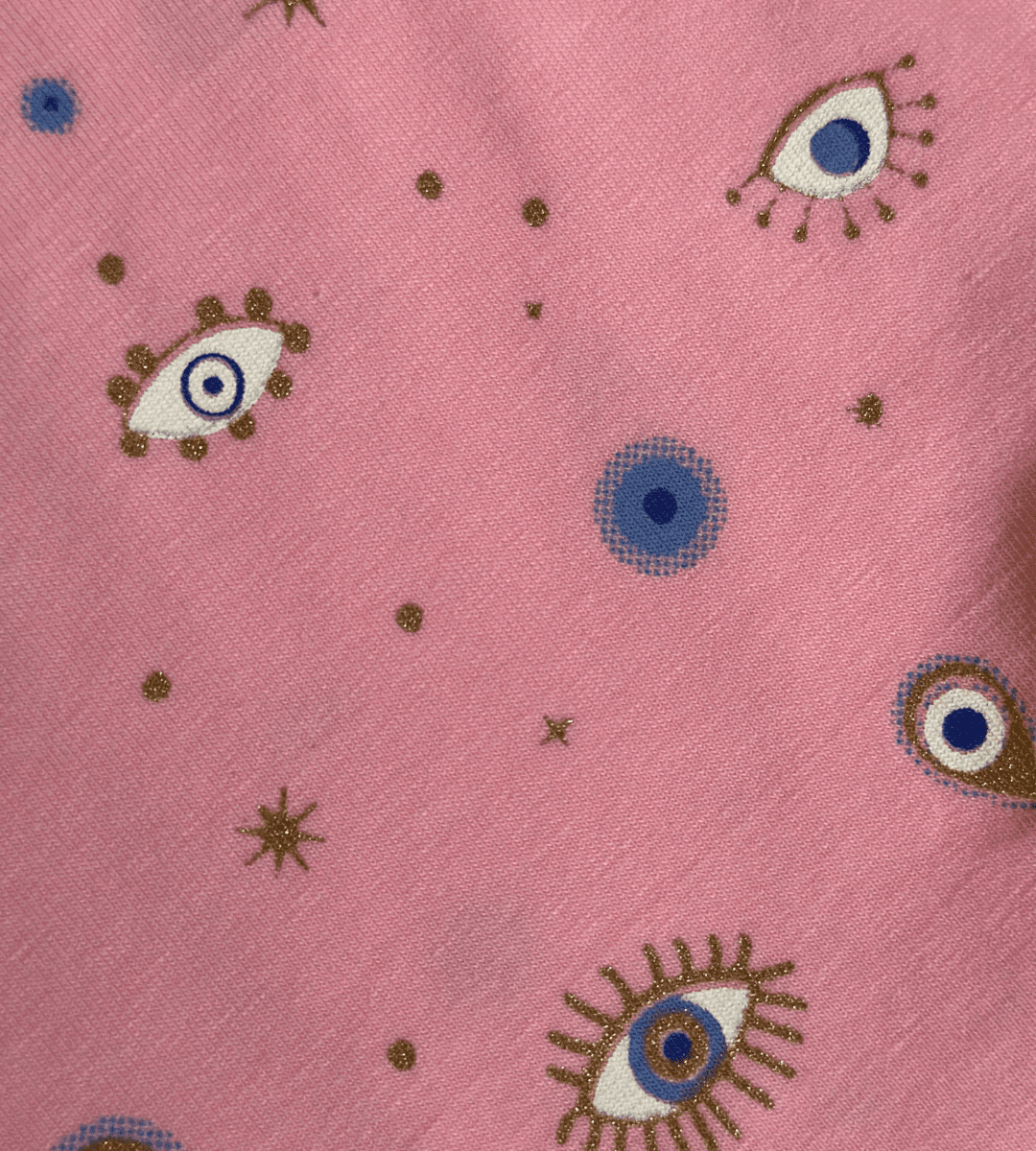 Evil eye pink zip-up romper