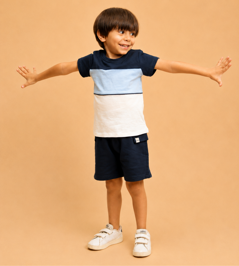 2-Piece Navy Color block set