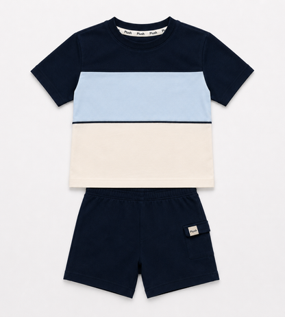 2-Piece Navy Color block set