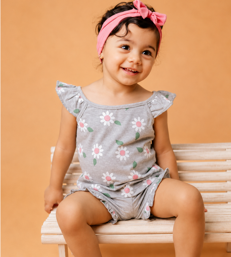 2-PIECE GREY FLORAL SET