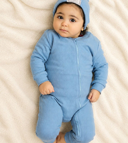 Ocean Blue Zip-Up Onesie