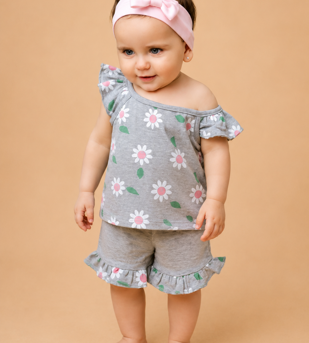 2-PIECE GREY FLORAL SET