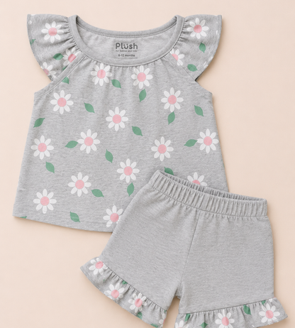 2-PIECE GREY FLORAL SET
