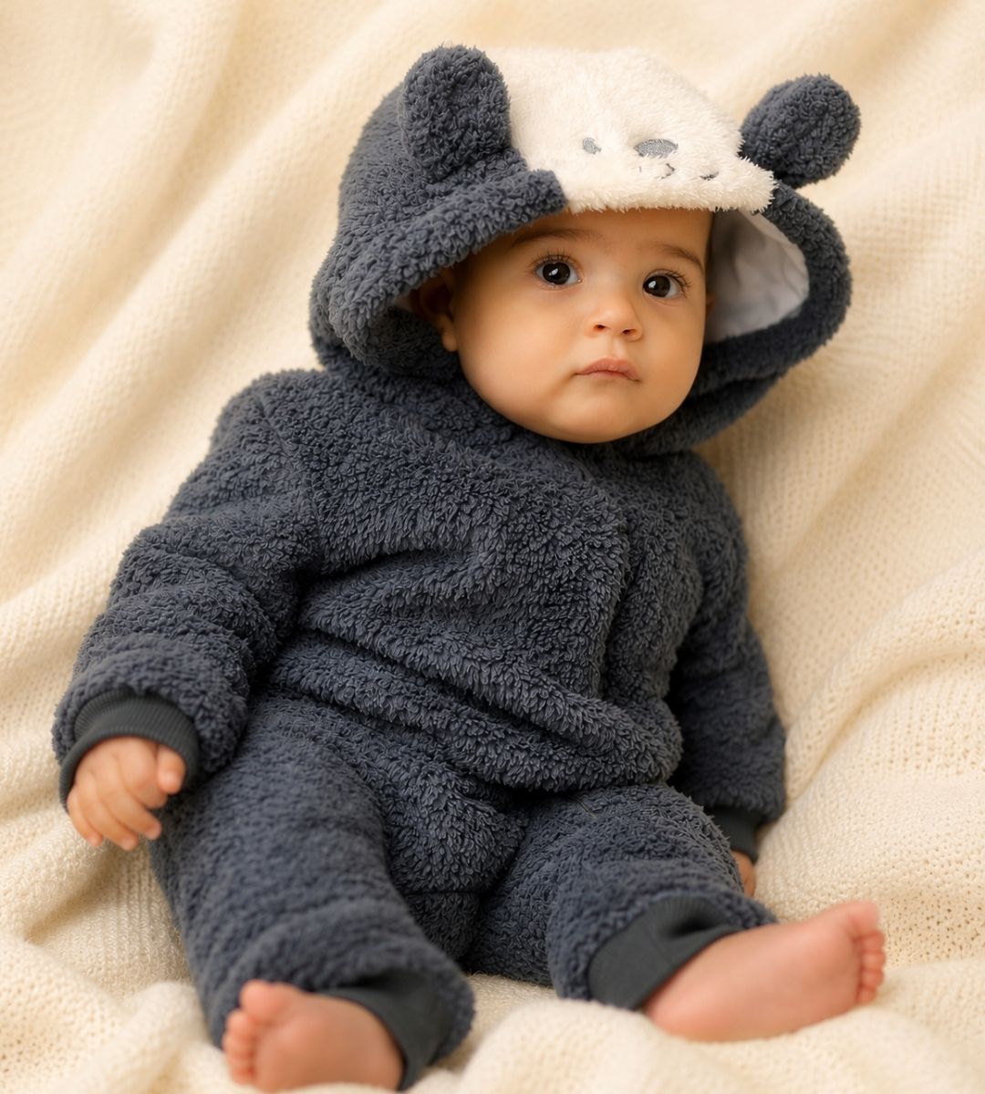 Cuddle Bear Sherpa Onesie – Dark Grey