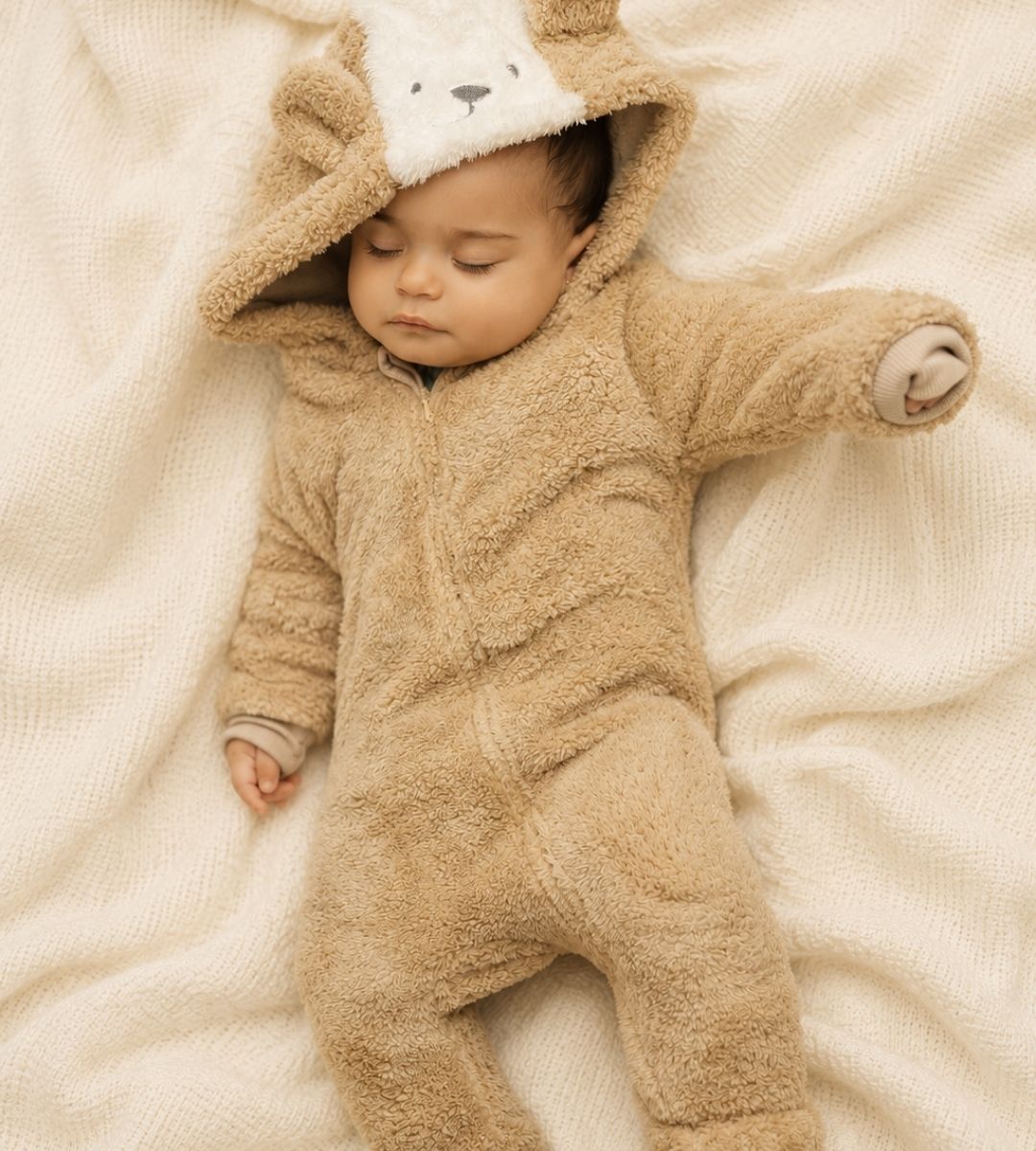 Cuddle Bear Sherpa Onesie – beige