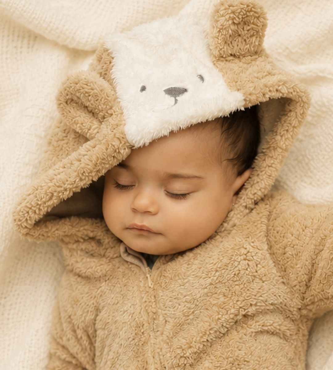 Cuddle Bear Sherpa Onesie – beige