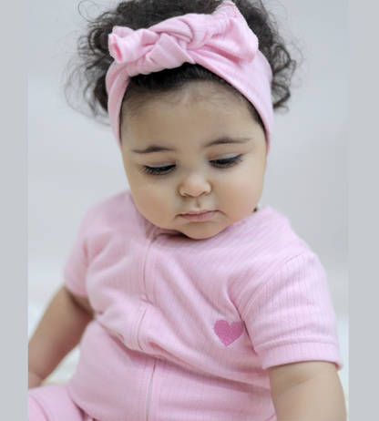 Ribbed Zip Romper – Blush Pink