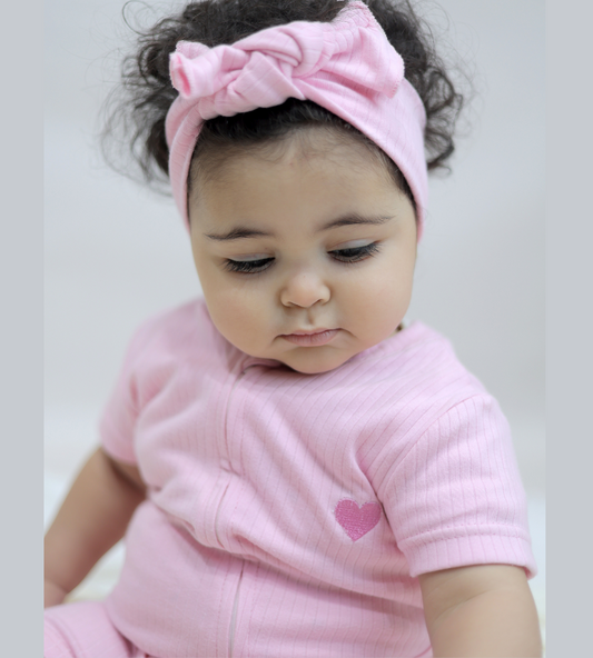 Ribbed Zip Romper – Blush Pink