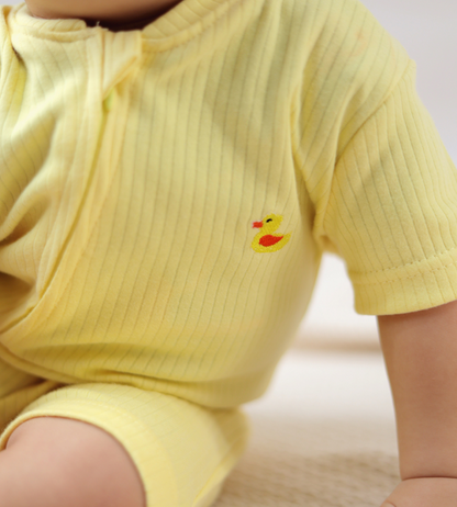 Ribbed Zip Romper – Butter Yellow