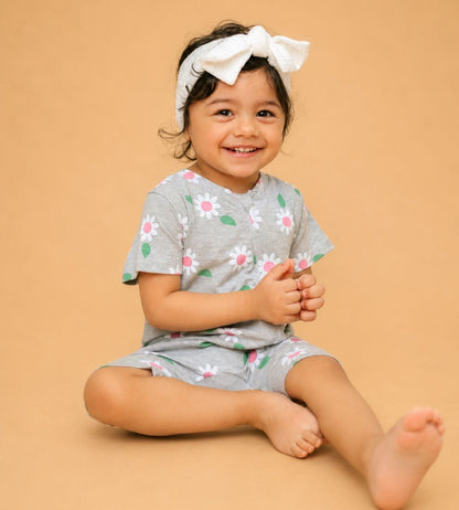 GREY FLORAL ZIP-UP ROMPER