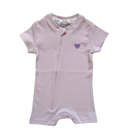 Ribbed Zip Romper – Lavender