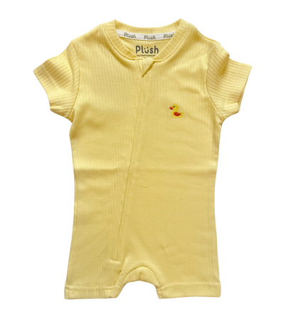 Ribbed Zip Romper – Butter Yellow
