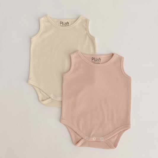 2-PACK PINK SLEEVELESS RIB BODYSUIT