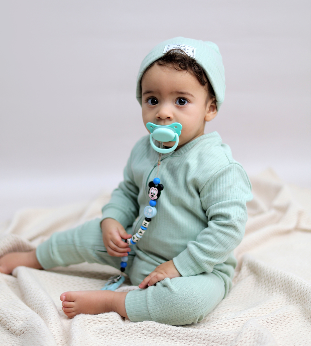 Pistachio Zip-Up Onesie