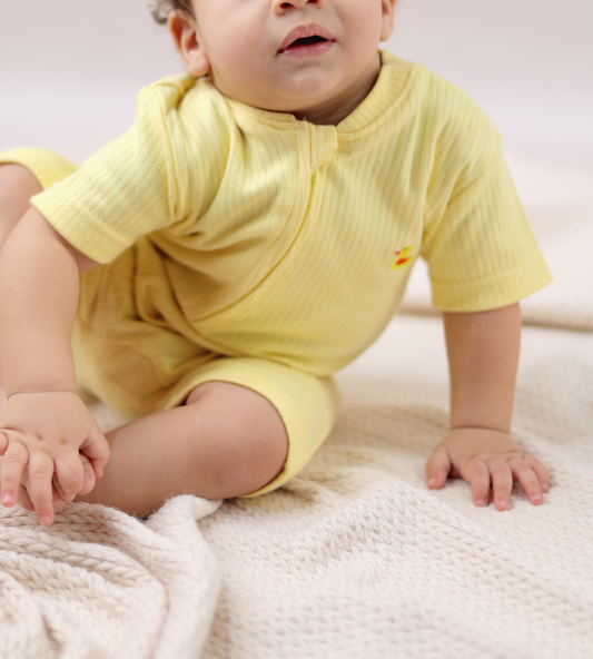 Ribbed Zip Romper – Butter Yellow