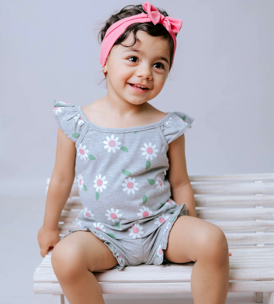 2-PIECE GREY FLORAL SET